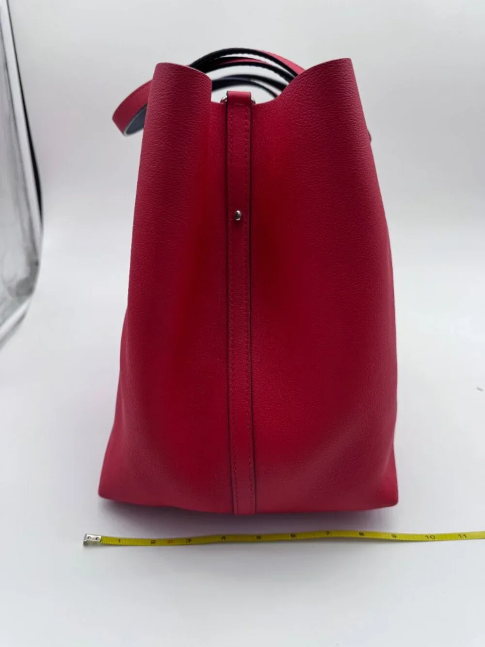 CH Carolina Herrera Large Red Leather Tote Bag with Removable Zip Pouch